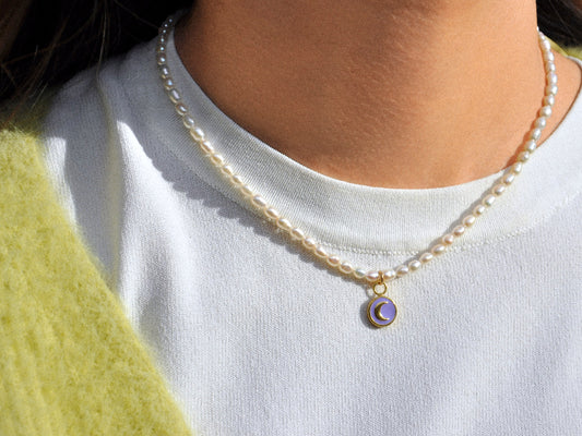 Cosmic Tiny Love Pearl Neckalce